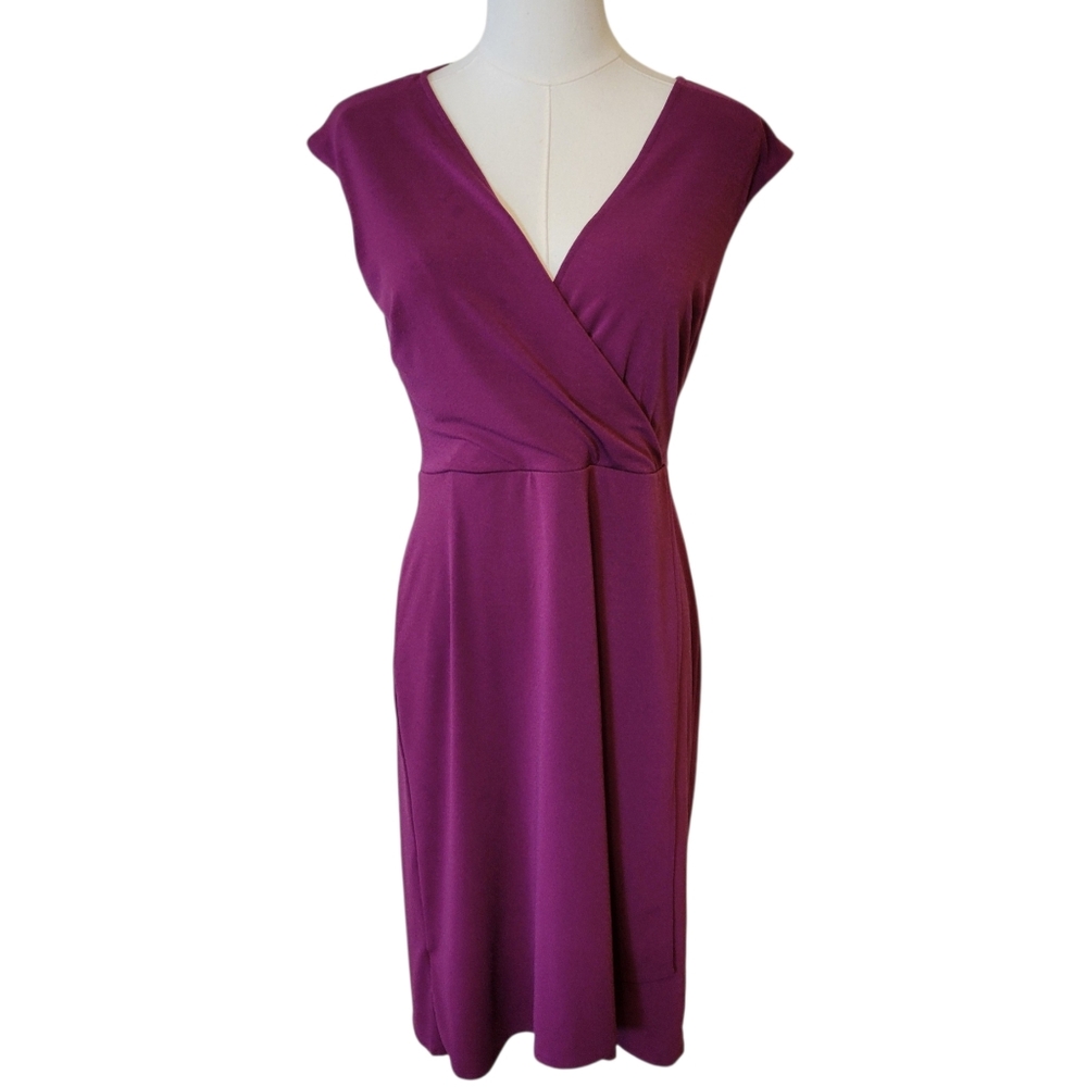 Ann Taylor Berry Pink Faux Wrap Sleeveless Dress Size 2